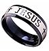 Tanyoyo 8MM Titanium Steel Jesus Cross Ring Black Size 6-14