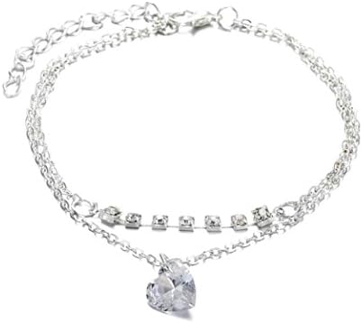 Muranba Women Girls Crystal Rhinestones Metal Anklet Ankle Bracelet Chain Gold Silver (Silver)