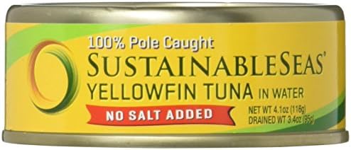 Sustainable Seas, Yellowfin Tuna in Water, No Salt Added, 4.1 Ounce (Pack of 12)