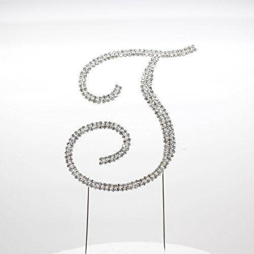 AngHui ShiPin 1pcs Rhinestone Cake Topper Letter J