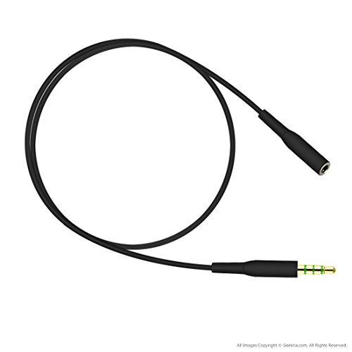 Geekria Audio Cable Replacement for Bose SoundSport, SIE2, SIE2I Sport Headphones Replacement Cable/Mobile Headset Extended Cord Wire / 3.5mm Male to Female Stereo Audio Cable (Black)