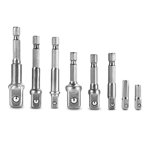 Click Here to See More Images PGMJ 8Pcs Impact Hex Shank Drill Socket Adapter Set 1/2 3/8 1/4 Bits New Electric Screwdriver Tool Drive Sleeve