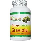 Biotech Nutritions Pure Graviola Annona Muricata, 1000 mg Serving, 120 Vegetable Capsules
