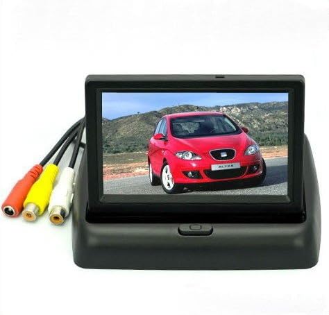 Alria 4.3" TFT LCD Rear View Foldable Monitor Display for DVD, VCR, GPS, Car Reverse Camera & Free PremiumHypersonic Wiper Stand