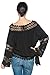 Women's Crocheted Boat Neck Bohemian Vintage Inspired Wide Sleeve Peasant Blouse
