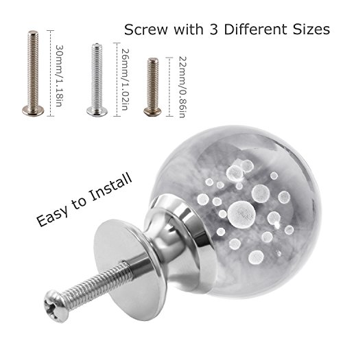 IFOLAINA 10 Pcs Crystal Cabinet Knobs Round Glass Kitchen Cupboard Drawer Dresser Bookcase Pull Handle with 3 Size Screws