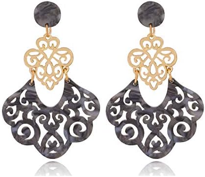 Acrylic Earrings For Women Girls Statement Geometric Earrings Resin Acetate Drop Dangle Earrings Mottled Hoop Earrings Fashion Jewelry