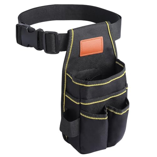Universal Small Tool Pouch Tool Belts for Men, Small Tool Bag Electrician Tools Bag with Belt, Wear Resistant Tools Bel 12 Storage Ports Ideal for Electricians Mechanics Carpenters and More
