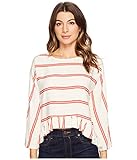 CATHERINE Catherine Malandrino Women's Gabriella Blouse Fennel Stripe Red Blouse