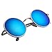 Aoron Vintage Round Sunglasses with Polarized Mirrored Lenses for Retro Women and Men (Light Blue Mirrored, 46mm lens width)