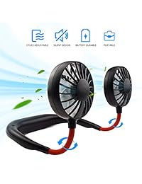 Ventilador personal manos libres, mini ventilador recargable USB portátil, con 3 velocidades ajustables, rotación libre de 360 grados, perfecto para viajes, deportes y oficina, diseño de auriculares, banda para el cuello