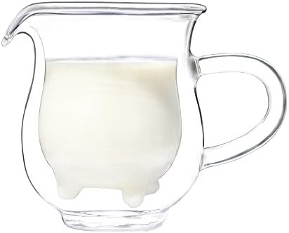 LOHOME (TM) Handcraft Borosilicate Glass Cup Creative Cute Calf and Half Transparent Heat-resisting Double-layer Cow Milk Glass Cup Creamer Pitcher