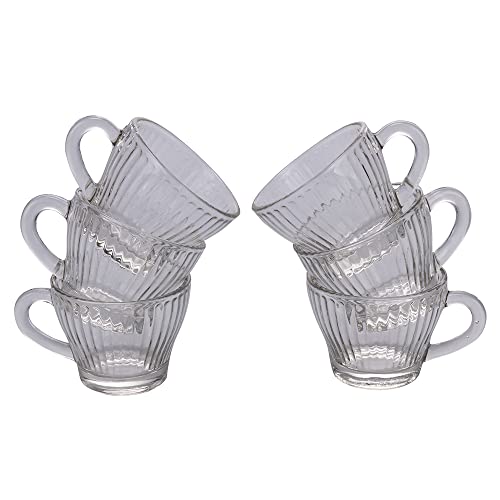 Galileo Casa Lot de 6 tasses à café en verre lignes verticales 90 ml