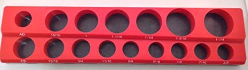 1/2" Drive 15pc Magnetic SAE Socket Holder 6 Deep 9 Shallow 1 Adapter
