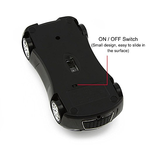 CHUYI Wireless Sport Car Mouse Optical Mouse Mice Ergonomic Design for Computer Laptop Gray Christmas Gift - Thumbnail 4