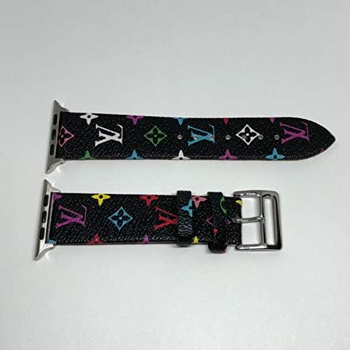 Designer Pattern Inspired Fashion Leather Band Compatible for Apple Watch Series 4 3 2 1 Nike+ Sports (Black, 38mm / 40mm)