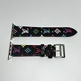 DUS Designer Pattern Inspired Fashion Leather Band Compatible for Apple Watch Series 4 3 2 1 Nike+ Sports (Black, 38mm / 40mm)