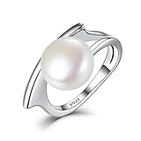 WOSTU Xmas Gifts for Women 925 Sterling Silver Cultured Shell Pearl Cocktail Rings Anniversary Statement Promise Rings for Her