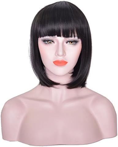 AOGSY Short Bob Hair Cosplay Wigs for Women Natural Girl Straight Party 12" AOGSY (Black)