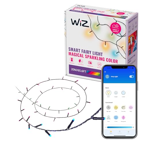 WiZ Fairy Lights, Luces de Colores LED RGB Inteligentes Conectadas, Guirnalda de Luces de Exterior con Modo Estático y Dinámico, Sincronía con Música, Iluminación Jardín, Control por Aplicación y Voz