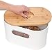 Mindful Design 2-in-1 Modern Tall Bread Box w/Bamboo Cutting Board Lid (White)