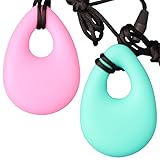 MyBoo Autism/Sensory/Teething Chewable Droplet Pendant - Set of 2, Turquoise/Pink
