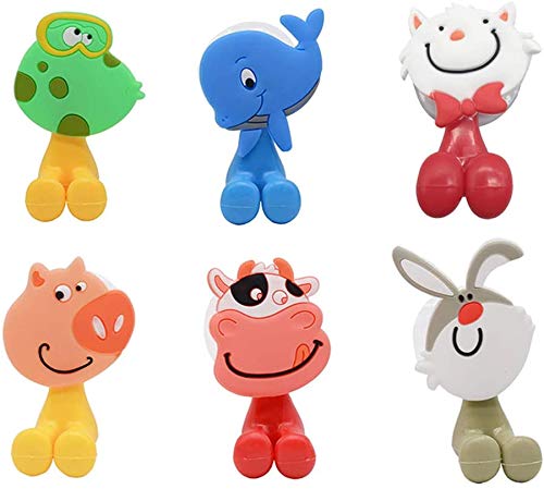 YIQI 6 Animals Cute Kid Cartoon Toothbrush Grip Antibacterial Toothbrush Suction Cup Cover Holder