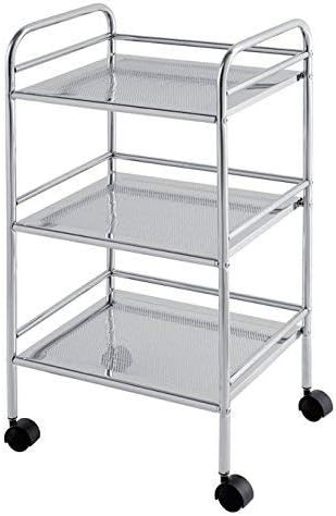 FERIDRAS 154006-b Trolley with Wheels, 3 Shelves, Chrome, 32 x 41 x 75 cm