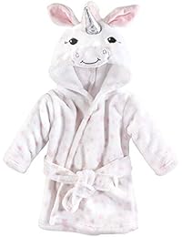 Hudson Baby Unisex Baby Plush Animal Face Robe, White Unicorn, One Size