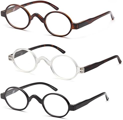 GAMMA RAY READERS 3 Pairs of The Musician Round Unisex Spring Hinge Readers Fit for Men and Women Reading Glasses - With 2.75 Magnification