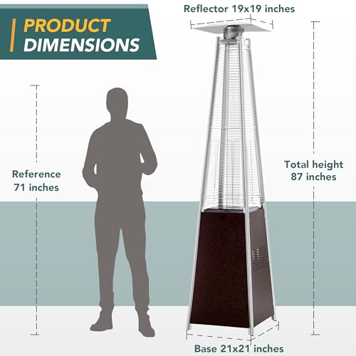 Pamapic Patio Heater, 48,000 BTU Pyramid Flame Outdoor Heater with