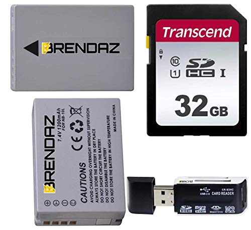 NB-10L Lithium-Ion Battery Pack (2 Pack) Kit with SDHC 32GB Card and Reader, Works with Canon PowerShot G1 X, G15, SX40 is, SX50 HS
