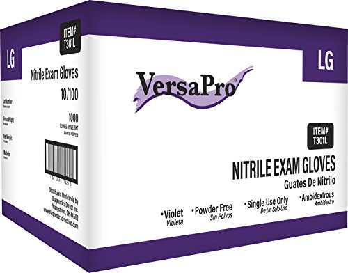 VersaPro Violet Nitrile Exam Gloves, Chemo-Rated, Powder Free, Large (Case of 1000)
