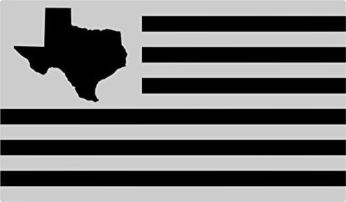 USA States (TEXAS) - Reverse American subdued FLAG - Silver and black - Macbook - Car - Truck Sticker bumper window