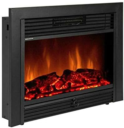 Thaweesuk Shop Black Embedded Fireplace Electric Insert Heater Glass View Log Flame w/Remote Control 28.5" (L) x 6"(W) x 21" (H) of Set