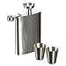 Hip Flask Set Silver 8 Oz Gift 100% Stainless Steel(304/18-8 SS).Bonus 2 Shot Glass+1Funnel+1Giftbox.Flask Leak Proof Tested.Flask for Liquor/Alcohol.Flask for Men/Women DonHill (TM)