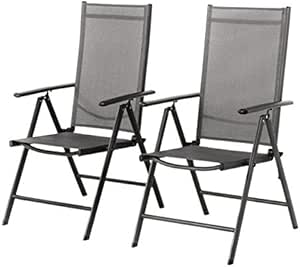 Grand patio Conjunto de 2 sillas Plegables, Ajustables, Impermeables y
