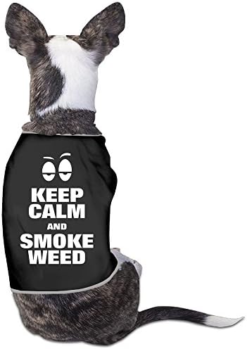 DOGGIE Keep Calm And Smoke Weed Design Dog Sweater Puppy Warm T-shirt