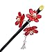 FINGER LOVE Acrylic Geisha Hair Stick with Red Acrylic Cherry Blossom Cluster and Tassel (Red)