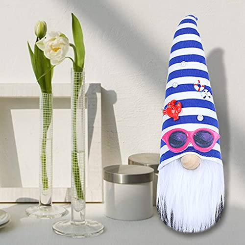 Gnome Plush Doll Decorations, Summer Gnomes Plush Decor Scandinavian Tomte Nisse Swedish,World Oceans Day Gnome Doll Home Table Bedroom Living Room Elf Ornaments Handmade Lucky Gnome Gift 13 Inch