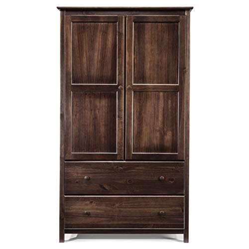 Shaker 2Door Solid Wood Armoire Espresso Finish 41x72x22 Brown