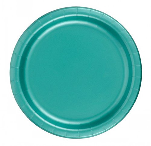 240 Teal (10 Pks of 24) 7 Inch Wax Coated Plain Solid Color Dessert Cake Paper Plates