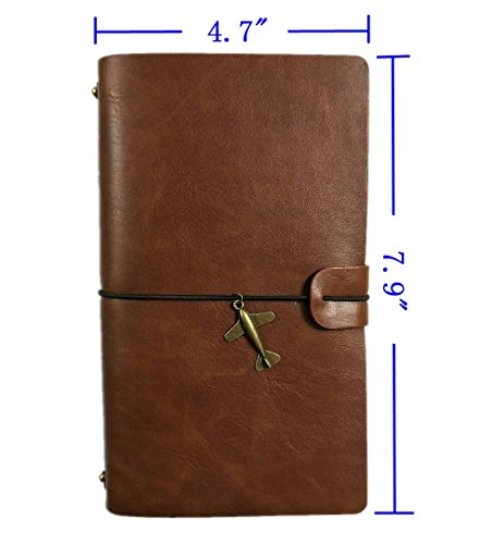 Refillable Handmade Leather Journal Notebook Travelers Writing Notebook Genuine Leather Travel Diary 7.9Ã—4.7 Inches(aimt1701)(brown)