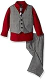Nautica Boys' Set With Vest, Shirt, Pant, and Tie, Rio Red, 12 Months