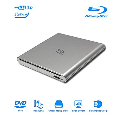 External Blu Ray Portable CD DVD Drive Player USB 2.0 Slot-in DVD RW Burner Slim Optical Reader Writer Compatible DVD Dual Layer Burn for Laptop Notebook Desktop PC iMac MacBook (Silver) External Blu Ray Portable CD DVD Drive Player USB 2.0 Slot-in DVD RW Burner Slim Optical Reader Writer Compatible DVD Dual Layer Burn for Laptop Notebook Desktop PC iMac MacBook (Silver)