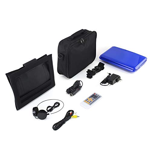 eXuby 11.5" Portable DVD Player for Car, Plane & More - 7 Car & Travel Accessories Included - 9" Swivel Screen - Whopping 6 Hour Battery Life - Perfect Portable DVD Player for Kids - Blue - Thumbnail 6