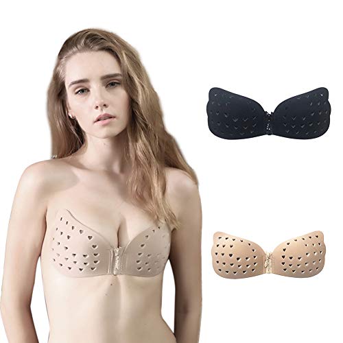 1Pc Sexy Hollow Breathable Women Invisible Breast Lift Push-up Bra Strapless Bra Backless Bra Nipple Cover Sticker, for Swimsuit,Evening Dress,Wedding Dress,Backless Dress Skin B