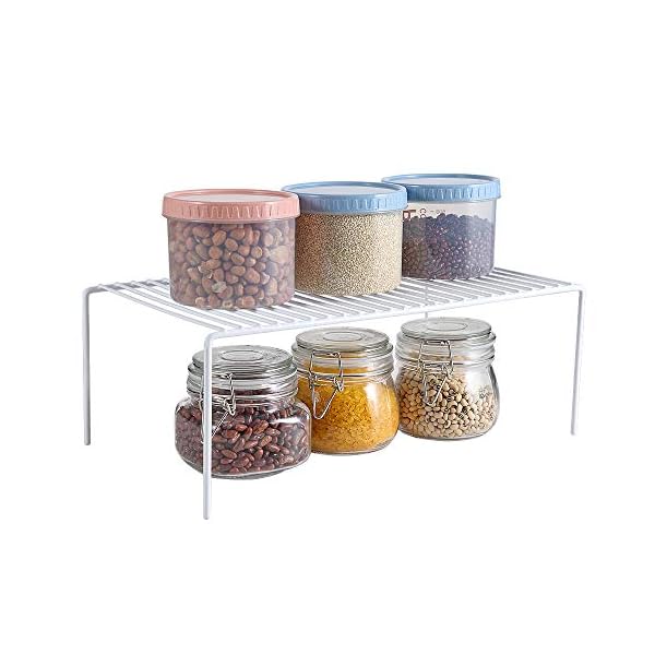 iPEGTOP-Cupboard-Organiser-Cabinet-Shelf-Rustproof-Stainless-Steel-Home-and-Kitchen-Storage-Shelf-Wire-Rack-for-Kitchen-Cabinets-Dish-Drainer-Pantry-Countertops-Fridge-Food-and-Utensils-White iPEGTOP 2 Pack Large (40 x 24 cm) Freezer Cabinet Storage Shelf Rack, Rustproof Stainless Steel Kitchen Organizer Space…
