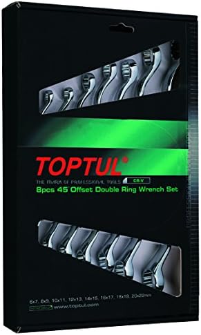 45° Offset Double Ring Wrench 8pcs Set (6-19, 20, 22mm) (mirror finish)