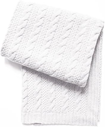 Esteffi Cable Knit Wool Blend Baby Blanket, Ivory